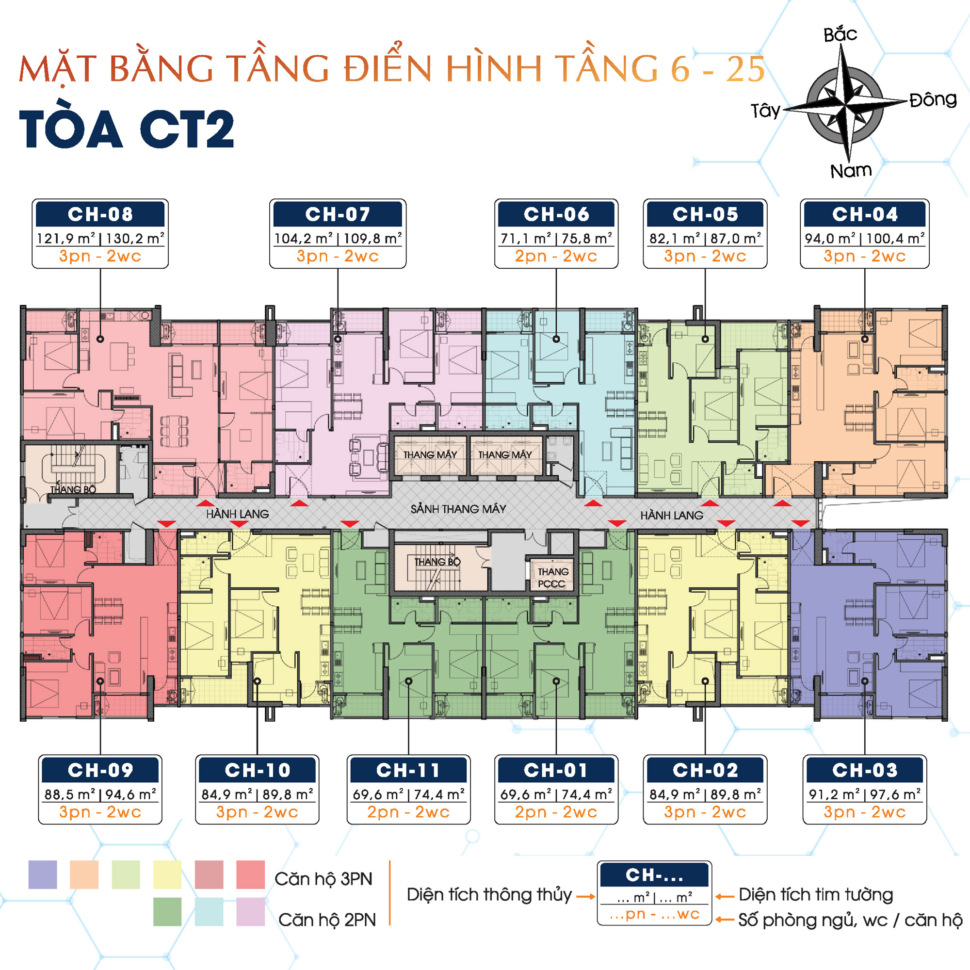 Mặt bằng điển hình tòa CT2 chung cư TMC Smart Home Bắc Từ Liêm tầng 6-25